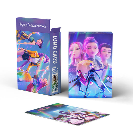 Kpop Demon Hunters Holographic Photocard Set Double-Sided LOMO Cards Mini Stickers & Collectible Flash Cards