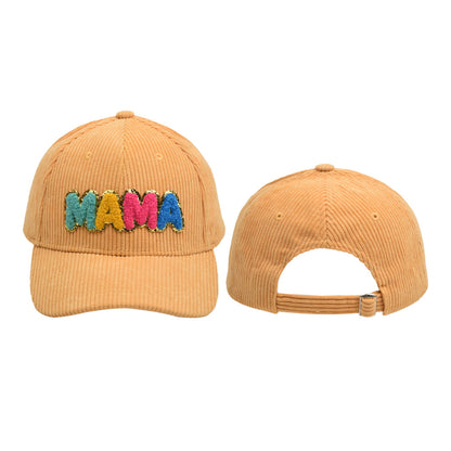 Lady Embroidery Corduroy MAMA Chenille Patches Baseball Cap