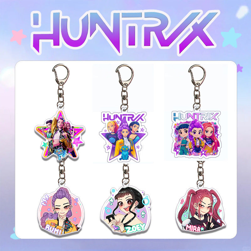 HUNTRIX Demon Hunter Girl & Boy Group Acrylic Keychain Bag Charm KPOP Merchandise