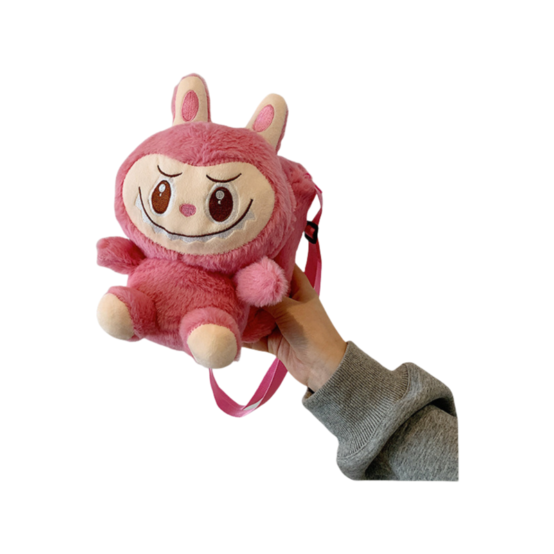 Kids Girls Labubu Soft Plush Crossbody Character Doll Bag