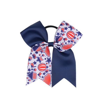 Kids Patriotic Hair Elastics Red White Blue American Flag Hair Ties
