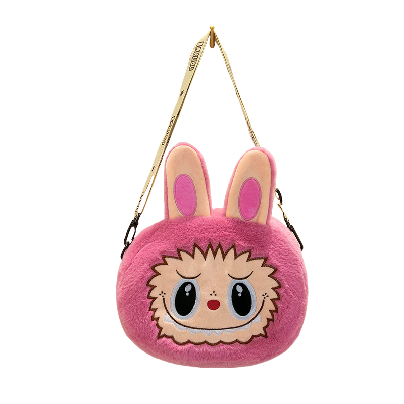 Kids Girls Labubu Soft Plush Crossbody Character Doll Bag