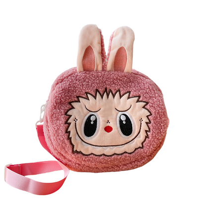 Kids Girls Labubu Soft Plush Crossbody Character Doll Bag