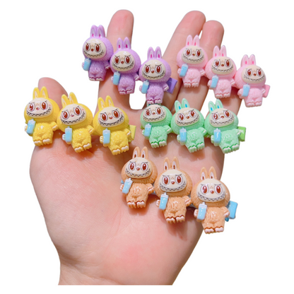 Wholesale Labubu Hair Clips Cute Cartoon Acrylic Hollow Snap Clips for Girls 10-Pack