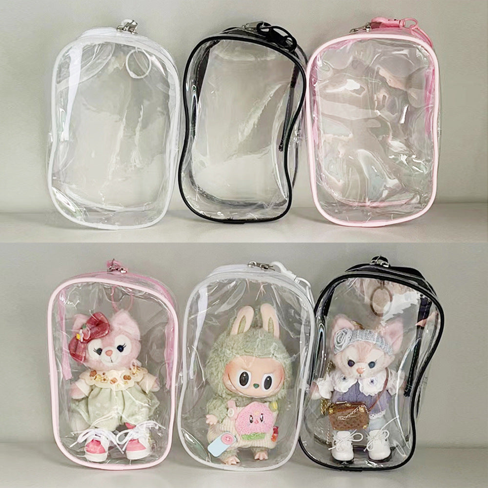 Labubu Dust-Proof Storage Case Clear PVC Doll Carrier Bag for Collectible Display & Travel
