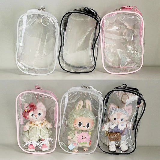 Labubu Dust-Proof Storage Case Clear PVC Doll Carrier Bag for Collectible Display & Travel