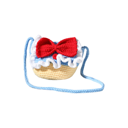 Mommy & Me Crochet Shoulder Bag Princess Style Knit Purse for Women & Kids