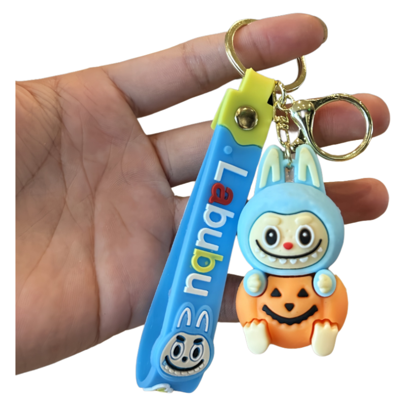 Labubu Halloween Pumpkin Silicone Keychain With Various Character Designs