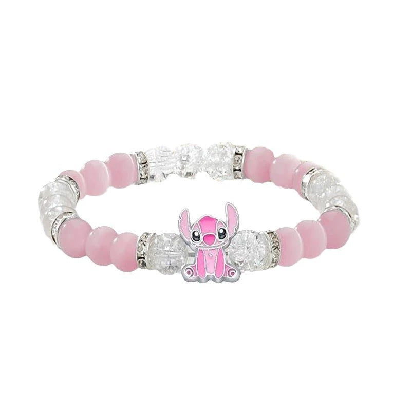 Anime Cartoon Crystal Beaded Stretch Bracelet Blue Pink Elastic Jewelry