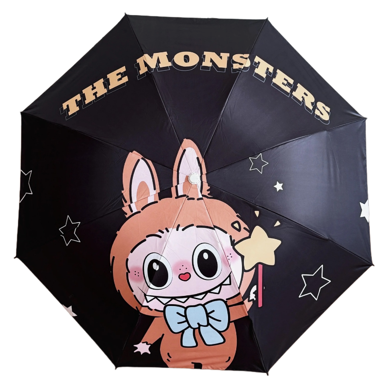 Labubu Printed 3-Fold Automatic Umbrella, Sun & Rain Travel Umbrella with UV Protection
