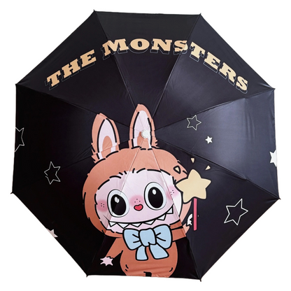 Labubu Printed 3-Fold Automatic Umbrella, Sun & Rain Travel Umbrella with UV Protection