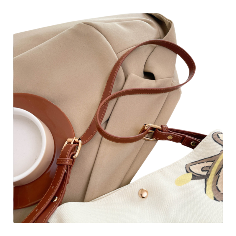 Cartoon Labubu Canvas Bucket Bag Painted Crossbody & Shoulder Tote