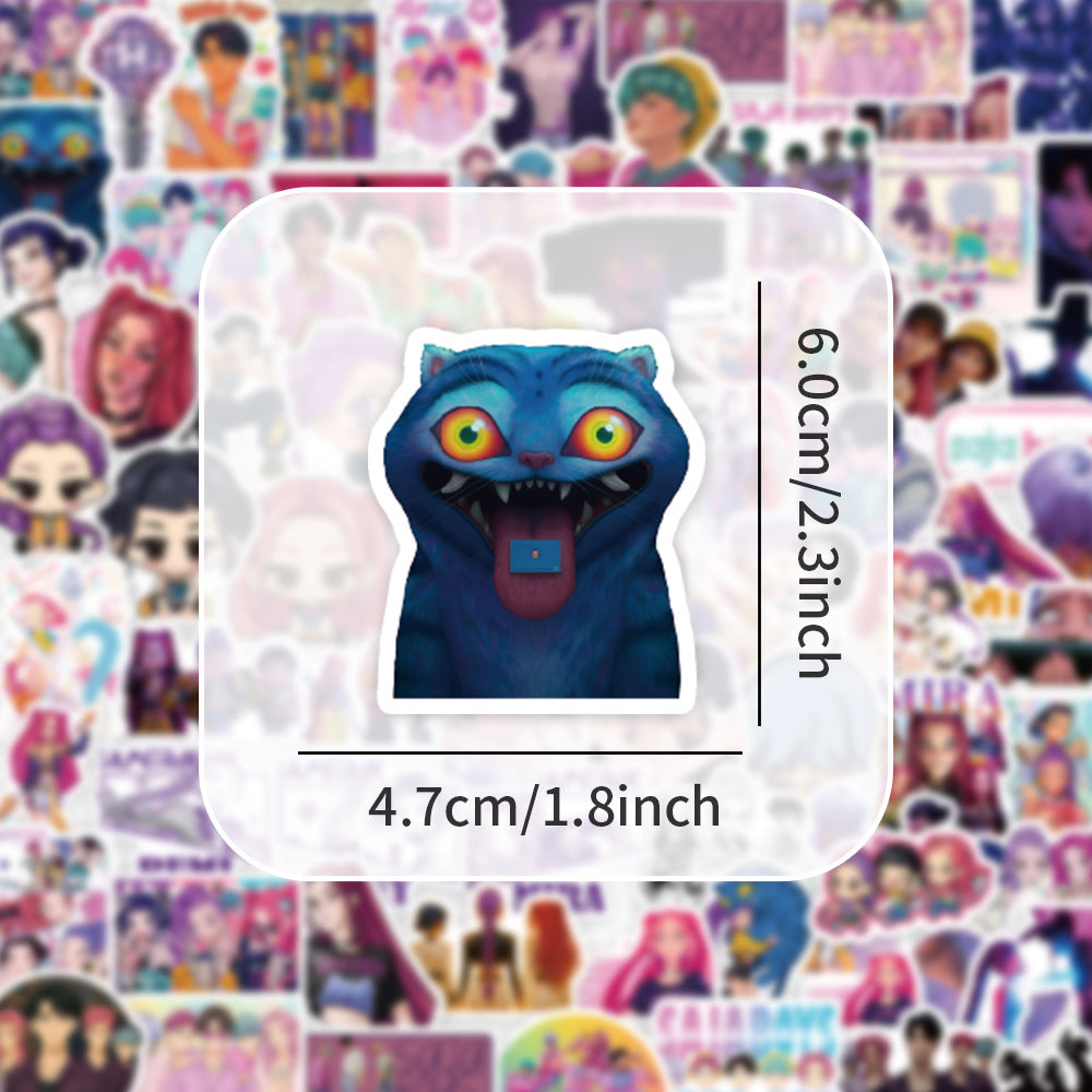 KPOP Huntrix Demon Hunter Girl & Gasha Boy Group Stickers Cartoon Character Decals DIY Scrapbooking Craft Supplies 74pcs