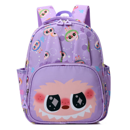 Labubu Print Large Zipper Backpack Back To School Bag Kindergarten Gift