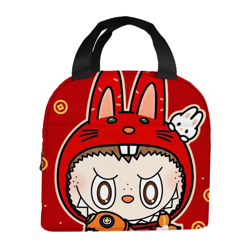 Labubu Christmas 2025 Cartoon Lunch Bag Insulated Bento Box Tote for Kids Adult