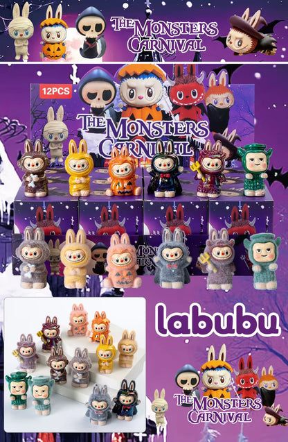 Labubu Christmas Flocked Vinyl Figure Collectible Toy Blind Box Surprise Trendy Desk Decor 12Pcs