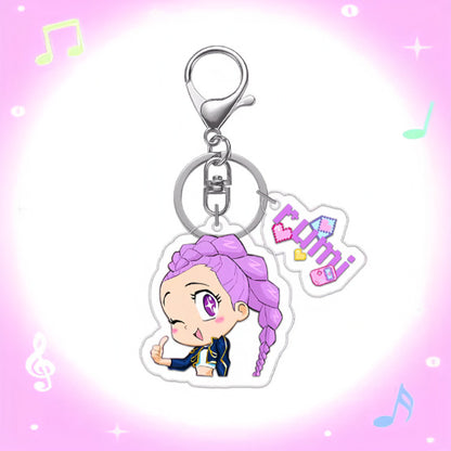 Kpop Demon Hunters Anime Keychain Set 2PCS Acrylic Girl Group Pendants for Bags & Backpacks