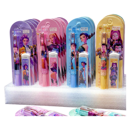 New K-pop Demon Hunters Mechanical Pencil Set – No-Sharpen, Unbreakable Lead, Automatic Pencil Stationery