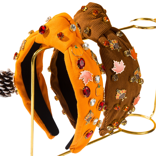 Girls Rhinestone Thanksgiving Turkey Pumpkin maple Leaves Headband Hair Accessory Women