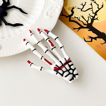 Halloween Skeleton Hand Hair Clip, Fun Spooky Party Side Hairpin Holiday Accessory