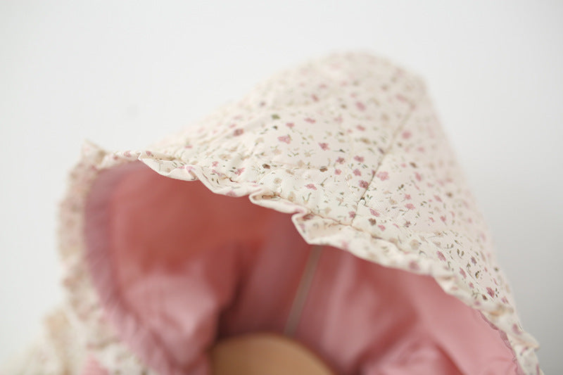 Baby Girls Winter Padded Coat Hooded Floral Jacket with Scarf Thick Warm Cotton Jacket