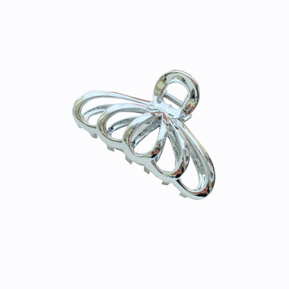 Silver Metal Hair Claw Clips Elegant Bow & Floral Designs