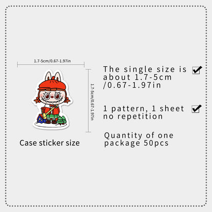 50Pcs Labubu Stickers – Cute Waterproof Cartoon Decals for Laptop, Phone & Water Bottle