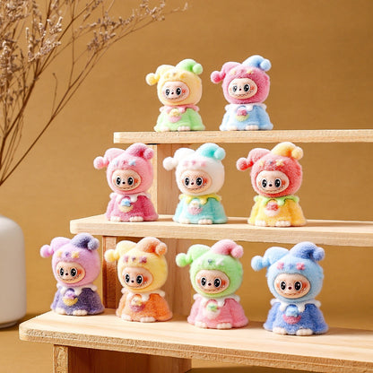 Labubu Flocked Mini Figurine Cute Collectible Desk & Car Decoration Toy