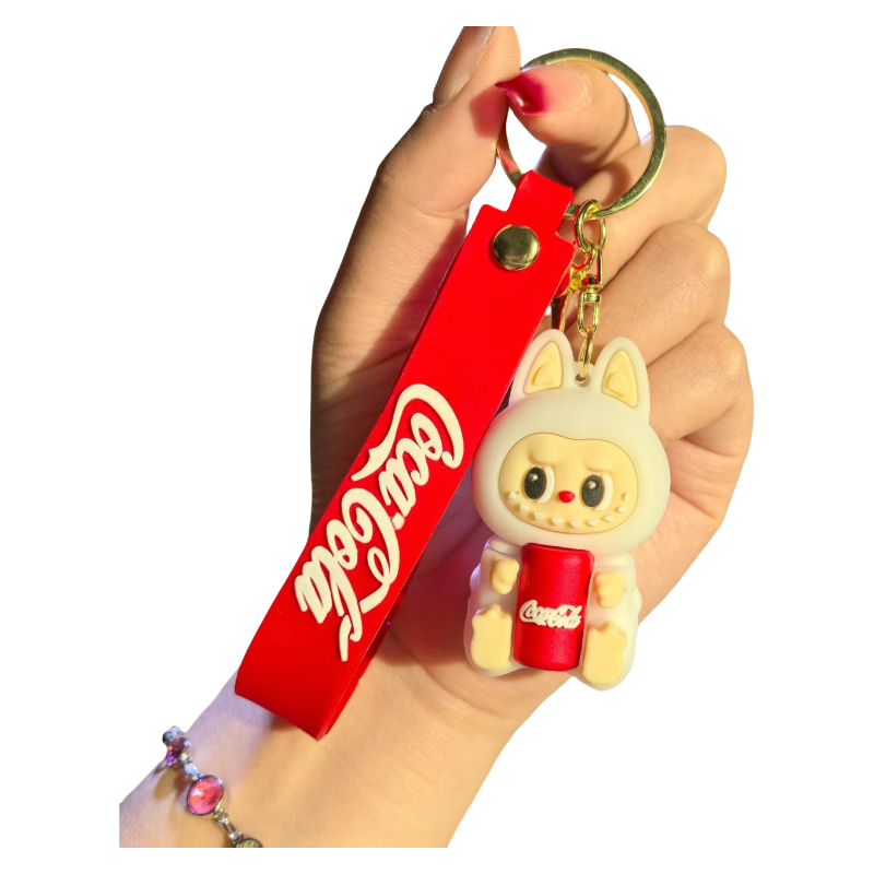 Labubu Cola Shape Silicone Keychain With Various Character Designs