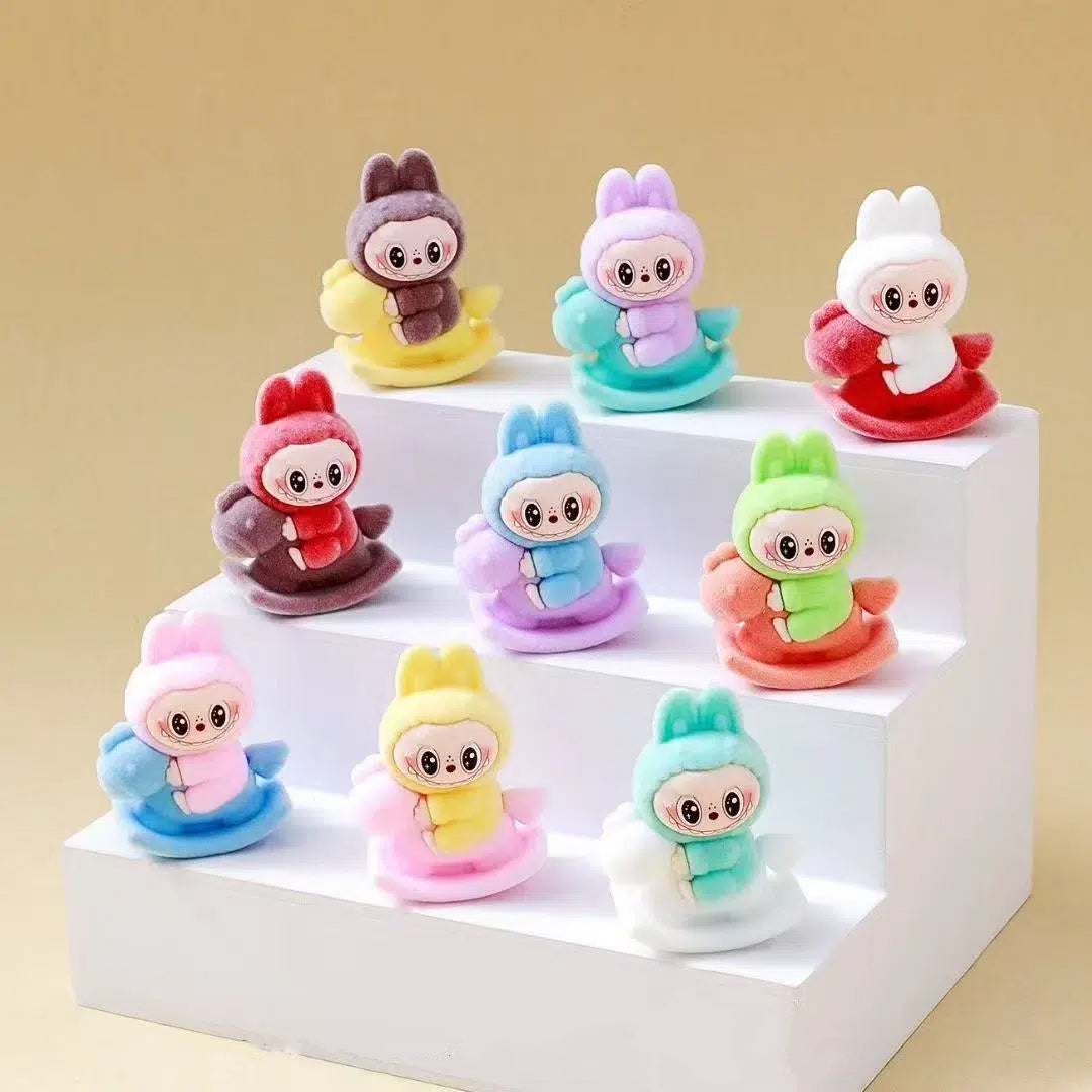 Labubu Flocked Mini Figurine Cute Collectible Desk & Car Decoration Toy