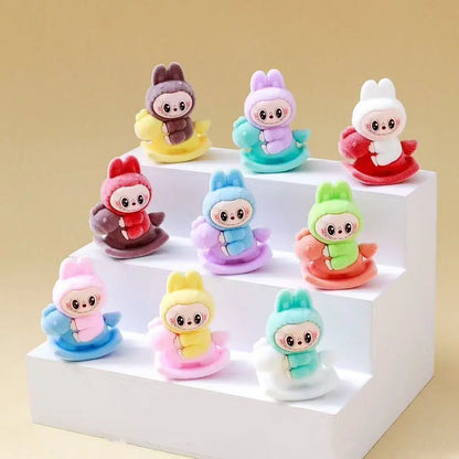Labubu Flocked Mini Figurine Cute Collectible Desk & Car Decoration Toy