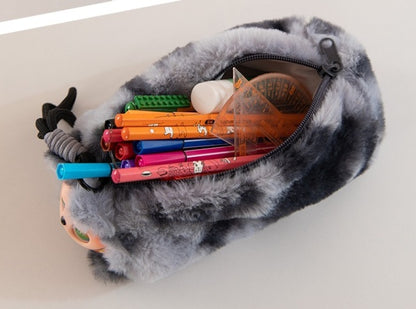 Labubu Plush Lanyard Pencil Case, Cute Tie-Dye Plush Storage Pouch for Kids and Students