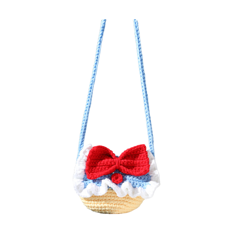 Mommy & Me Crochet Shoulder Bag Princess Style Knit Purse for Women & Kids