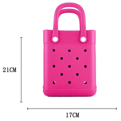 EVA Small Square Beach Bag with Hole Design Handheld Tote