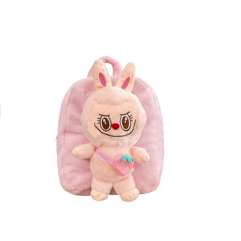 Labubu Strawberry Soft Plush Backpack Character Doll School Bag