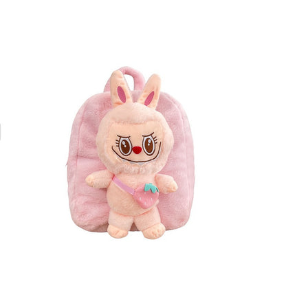 Labubu Strawberry Soft Plush Backpack Character Doll School Bag