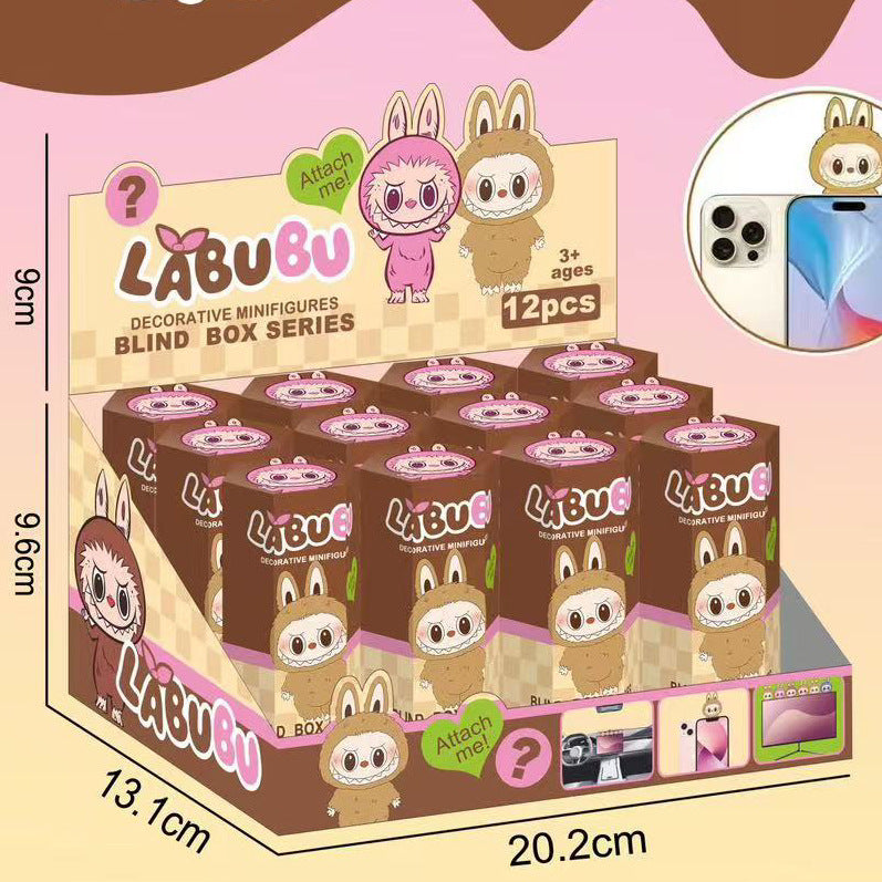 Labubu Blind Box Car Dashboard Ornament Figure Cute Phone Decoration Collectible Toy 12pcs