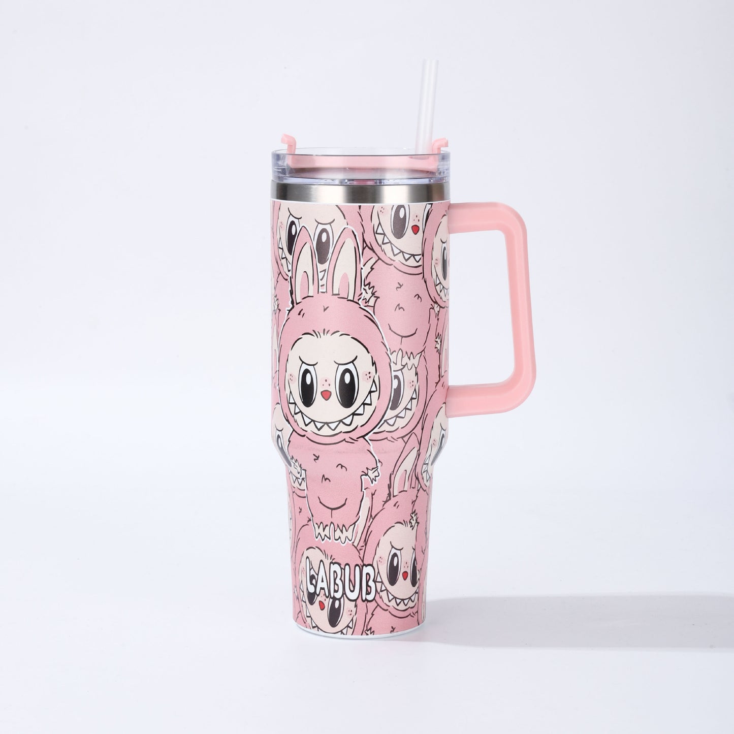 Labubu 40oz Insulated Tumbler with Handle and Straw Car Travel Mug, Hot & Cold Stainless Steel Cup