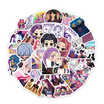 KPOP Huntrix Demon Hunter Girl & Gasha Boy Group Stickers Cartoon Character Decals DIY Scrapbooking Craft Supplies 74pcs