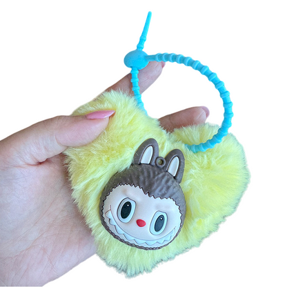 Lalububu Plush Keychain Heart-Shape Bag & Car Key Accessory