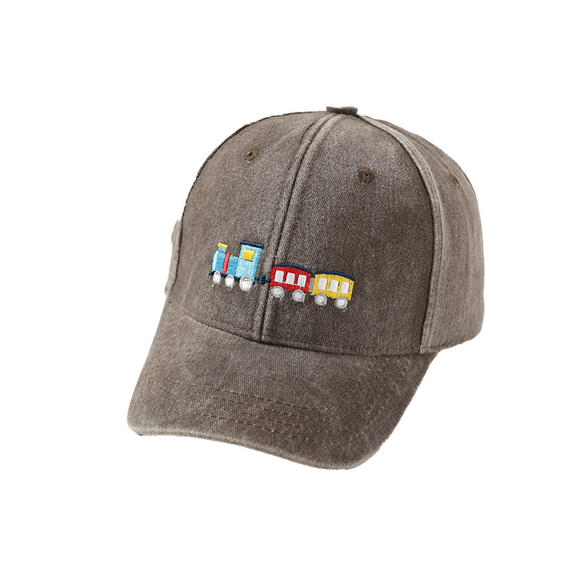Toddler Train Embroidery Baseball Cap Soft Cotton 6 Colors