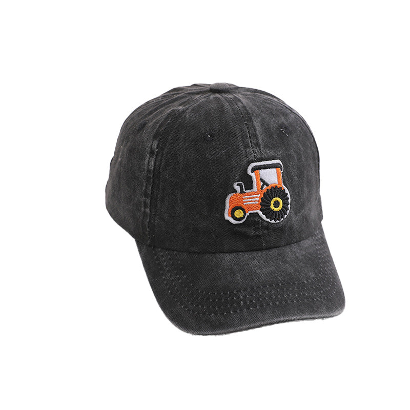 Toddler Tractor Embroidery Baseball Cap Soft Cotton 5 Color