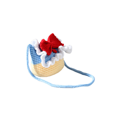 Mommy & Me Crochet Shoulder Bag Princess Style Knit Purse for Women & Kids