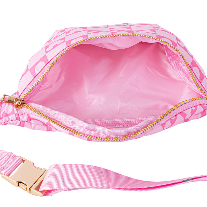 Large Nylon Kids Waist Pack with Cartoon Print Multi-Purpose Crossbody Bag
