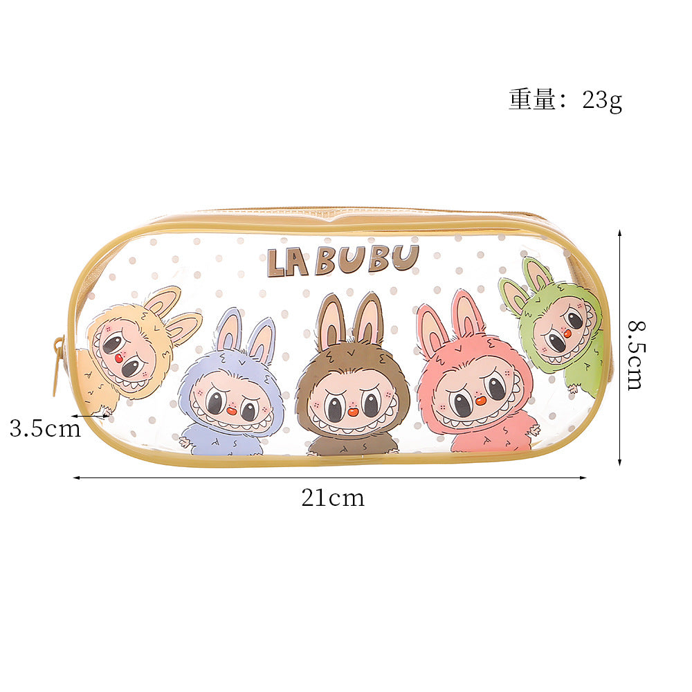 LABUBU Kids' Clear Pencil Case Printed PU Zipper Pouch Back To School