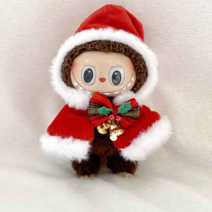 17cm Labubu Christmas Doll Outfit Bow Headwear Costume