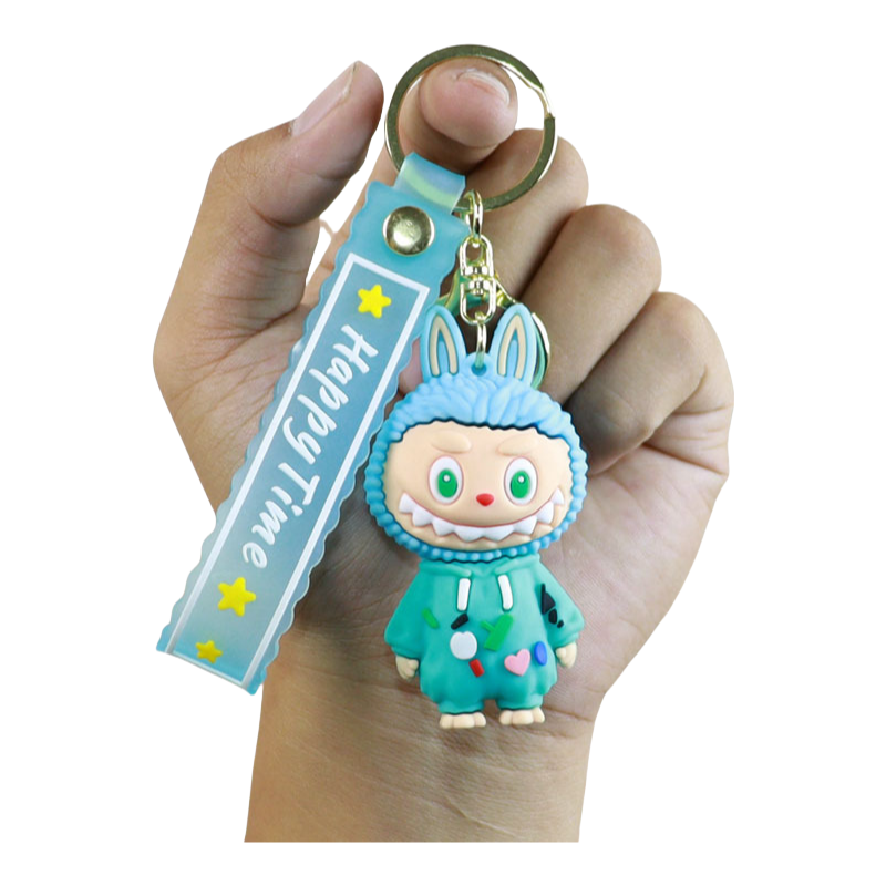 Labubu Pajamas Silicone Keychain With Various Character Designs