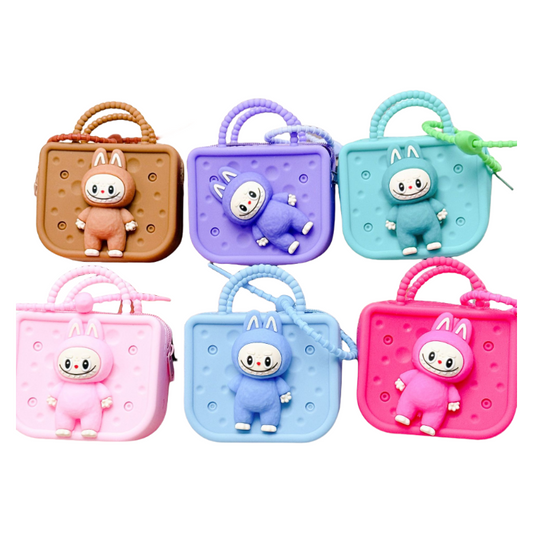 Labulu Coin Purse Keychain Silicone Wallet Charm Zipper 6 Colors