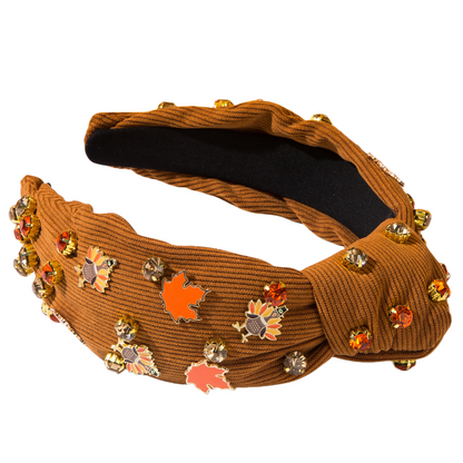 Girls Rhinestone Thanksgiving Turkey Pumpkin maple Leaves Headband Hair Accessory Women
