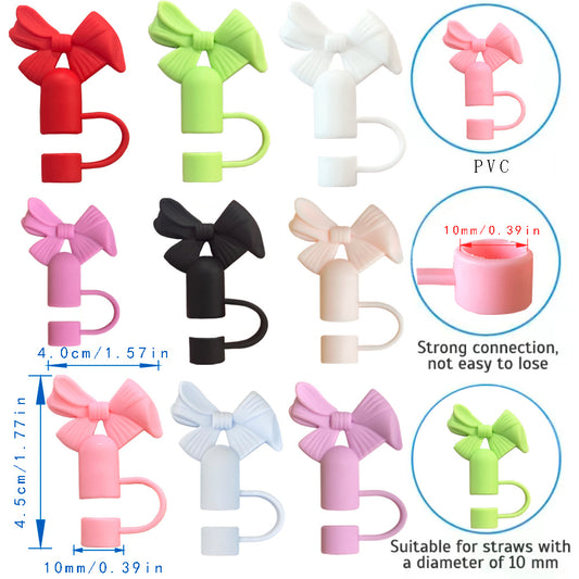 Bow Straw Topper Fits 10mm Large Tumbler Straws Cute Reusable Dust Cap